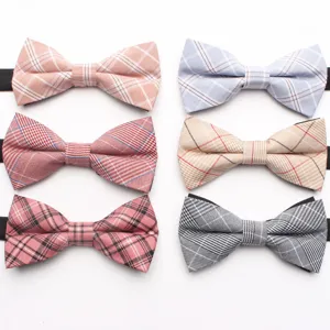 Casual Plaid Bowtie Polyester Cotton Unisex British Style Bow Tie Fashion Shirt Collar Accessories