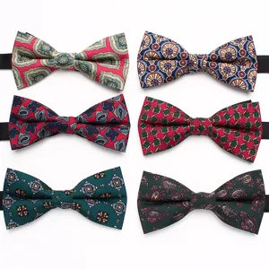 Uomini vintage fantasia papillon set retro floreale geometrico stampa cravatta 6pz