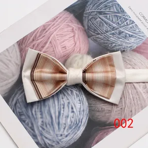 Farfallina in seta da uomo matrimonio sposo smoking doppio strato rigato design elegante cravatta