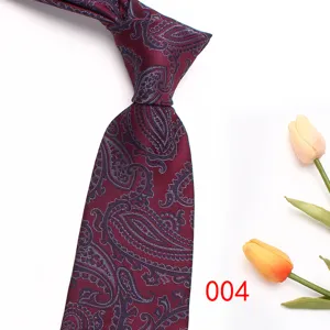 Men's classic burgundy paisley jacquard woven necktie for business suit 8cm wedding