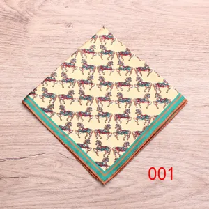 Pañuelo de bolsillo de seda para hombre patrón clásico caballo carrusel traje.