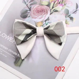 Classic double-layer bow tie featuring stylish plaid pattern detail for men formal wear.