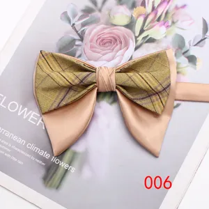 Classic plaid satin bow tie for men, elegant double layer bow tie for wedding and casual wear.