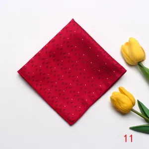 Red jacquard pocket square for men, stylish silk feel square handkerchief for formal suits.