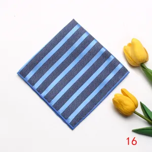 Blue striped pocket square, exquisite jacquard design for formal business suits and events.