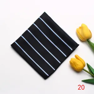 Classic black and blue stripe pocket square for men formal business suit accessory.