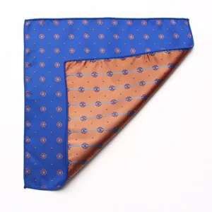 Elegant men's pocket square with jacquard floral and stripe design, perfect for formal events.