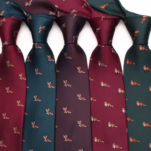 Cravatta Retrò con Motivo Animale da Uomo in Seta di Poliestere Tessuta Jacquard Accessori per Abito Casual d'Affari