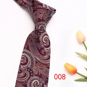 Classic maroon paisley mens necktie made from premium polyester silk for business suits.