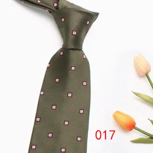 Green jacquard men's business necktie with square pattern, stylish and elegant formal wear.