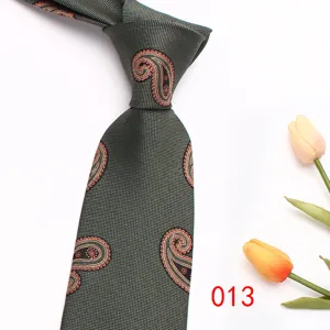 Classic green men's paisley tie high quality polyester silk business wedding necktie