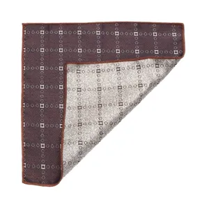 Men's pocket square suit handkerchief brown geometric pattern formal wedding accessory