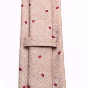 Men's business wedding suit tie with red polka dots and shimmering silver texture