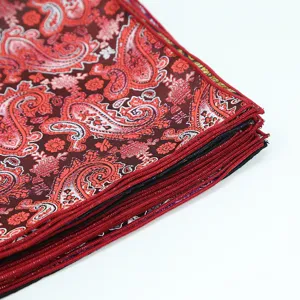 Pañuelo de bolsillo rojo con patrón de cachemira para traje de hombre boda estilo elegante