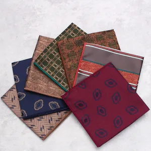 Men Formal Business Wedding Suit Pocket Square Silk Jacquard Floral Geometric Handkerchief Suit Accessories