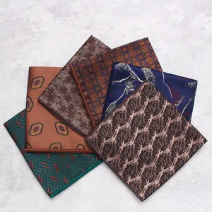 Men's formal suit pocket square handkerchief set, elegant patterned chest pocket accessories.