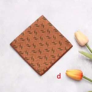 Brown herringbone pocket square formal suit handkerchief mens business suit accessory detail view