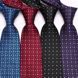Men's retro geometric patterned tie set, yarn-dyed polyester business casual necktie.