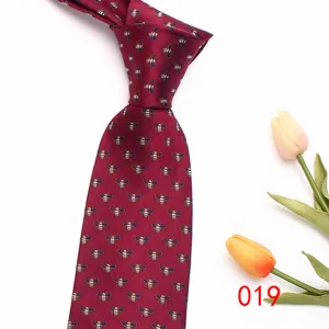 Cravatta uomo vintage bordeaux motivo ape poliestere 8cm classica affari matrimonio