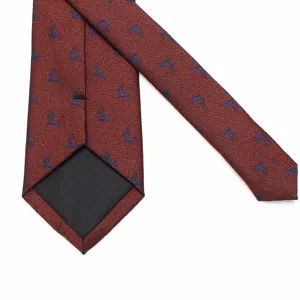 Cravatta da uomo classica rossa con motivo animale retrò, elegante per affari e formale.