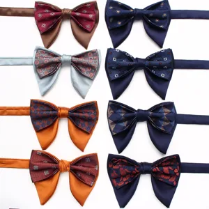 Farfallino a Doppio Strato Vintage da Uomo Abito Jacquard Retrò Banchetto Abbigliamento Formale Accessorio per Collo