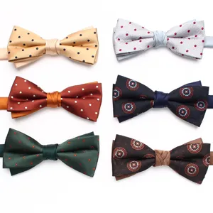 Set farfallino seta classica uomo vari modelli a pois vintage stampati per elegante abito