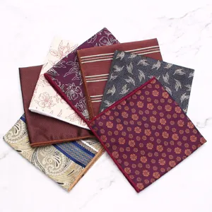 Pañuelo de Bolsillo de Hombre Vintage Británico Floral Seda de Poliéster Tejido para Boda Negocios Traje