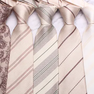 Classic Men Business Casual Necktie Polyester Silk Paisley Striped Jacquard Tie For Wedding Party Formal Wear