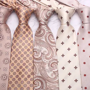Classic men's paisley and geometric tie set, elegant light color for business and wedding events.