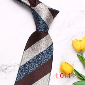 Classic diagonal striped men's necktie close-up view showing textured fabric details.