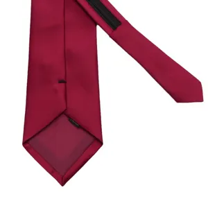 Classic solid red zipper necktie, convenient pre-tied design for effortless style and daily wear.