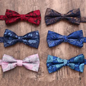 Pajarita de Poliéster Casual de Negocios para Hombre Clásico Rayado Floral Estampado Esquina Plana Accesorios de Traje de Fiesta de Boda