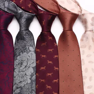 Men's business fashion ties with various stylish floral, horse, and geometric patterns.