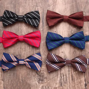 Pajaritas de seda de poliéster a rayas y lisas para hombre, ideales para negocios y uso casual.