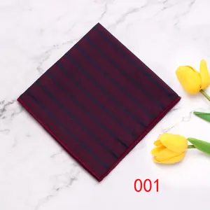 Heren pochet gedetailleerd overzicht, bordeaux met blauwe strepen, polyester accessoire.