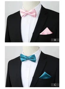 Formele vlinderdas en pochet set voor heren voor zakelijk feest en formele huwelijk.
