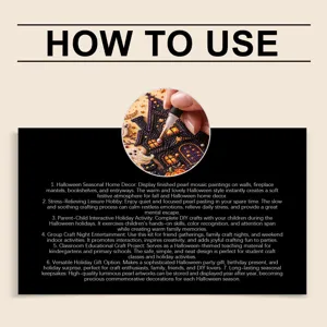 Guía detallada de instrucciones en inglés para kit de arte mosaico de perlas Halloween DIY