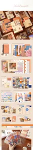 Aperçu détaillé du coffret papeterie coucher de soleil avec stickers et carnets