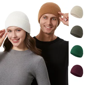 Winter Warm Knitted Beanie Hat For Men Women Unisex Ribbed Cuff Knit Skull Cap Solid Color Casual Outdoor Headwear