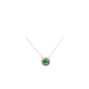 Elegant S925 sterling silver 14K gold plated round emerald pendant necklace for women
