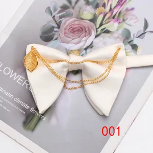 Farfallina da uomo in raso con catena dorata pendente a foglia elegante festa matrimonio