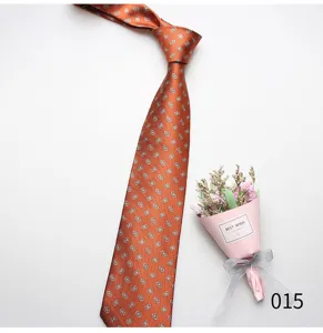 Mens vintage patterned necktie for business formal wear, elegant orange tie for men.