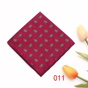 Pañuelo de bolsillo clásico rojo con estampado paisley para traje de hombre detalle de vista