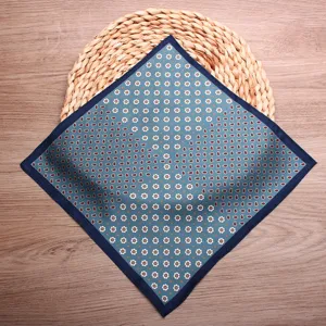 Men's stylish blue paisley pocket square, perfect for business suits, weddings, and formal wear.