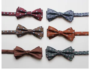 Set of 6 classic men's bowties with elegant geometric patterns, ideal for formal business and weddings.