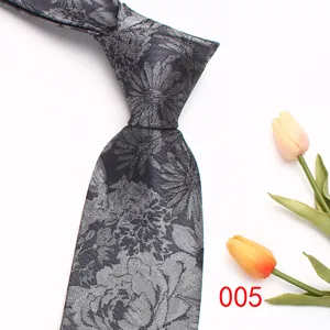 Men's business floral jacquard necktie, elegant grey tie for formal wear and office suit matching.