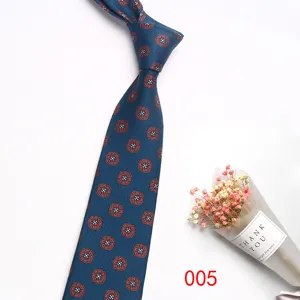 Men's business formal woven polyester silk necktie with classic small floral pattern design 8cm