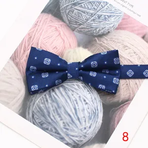 Pajarita de seda azul oscuro hombre moda negocios casual patron geometrico corbata