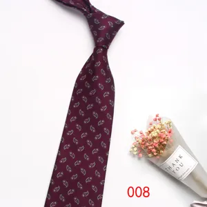 Men's business formal burgundy paisley necktie, elegant polyester silk wedding tie for professional suits.