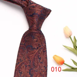 Classic brown paisley print men's tie, elegant business fashion design, high quality fabric.